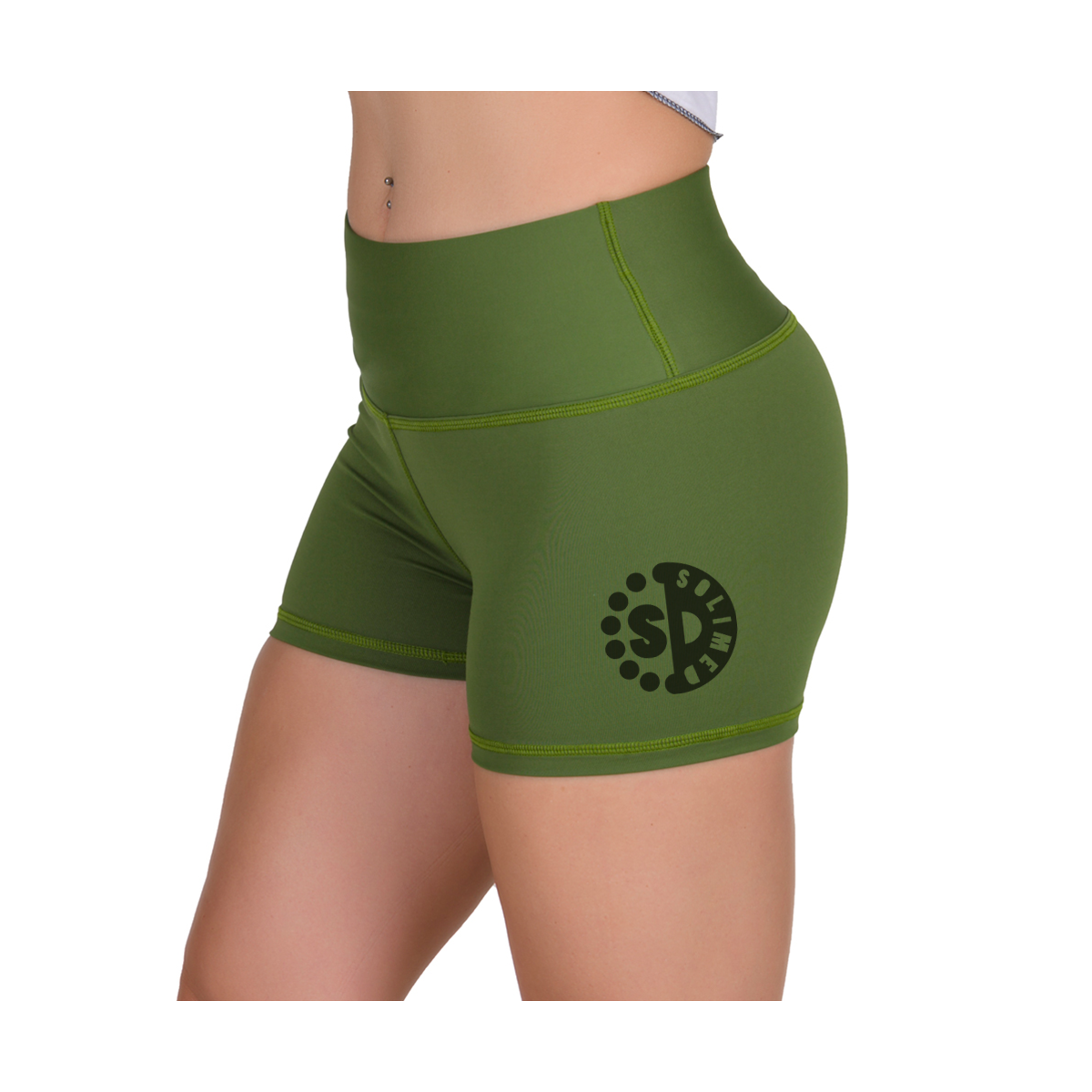 High Waist Short BASIC MILITARY GREEN